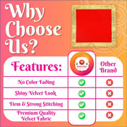 Bhakti Lehar Red Velvet Pooja Cloth | Aasan for God Idol Sitting, Mandir Shelf, Puja Chowki Table and Home Temple Decoration - Pack of 4 (16 x 16 Inch)