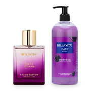 Bella Vita Luxury Date Woman EDP Premium Long Lasting Fragrance Perfume 100ml & Shower Gel for Deep Cleansing, Hydrating, Softer Skin with Aloe Vera 500ml