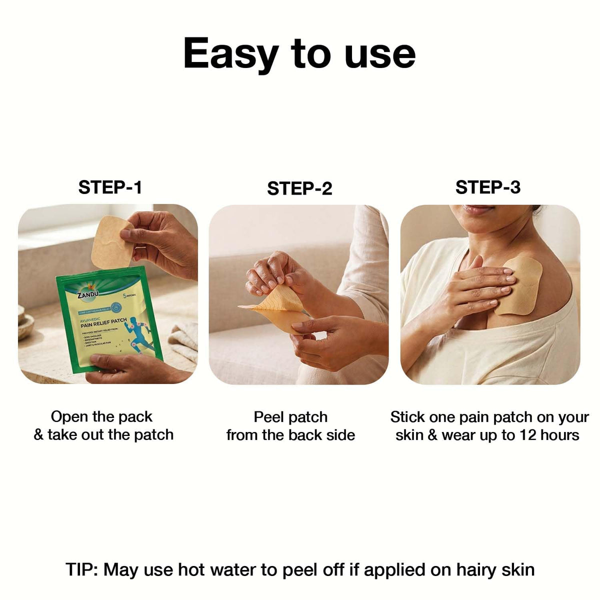 Zandu Ayurvedic Pain Relief Patch (Pack of 5 Patches) - A Specially Designed Pain Patch for Reducing Joint & Muscular Pain | Helps Provides Relief From Pain Associated with Osteoarthritis & Back Pain