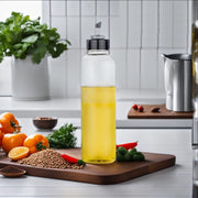 E-COSMOS® Food-Grade Plastic 1 litres Oil Dispenser for Cooking, Easy Flow Oil and Vinegar Bottle, Oil Pourer, Liquid Dispenser, Transparent, Unbreakable, Medium