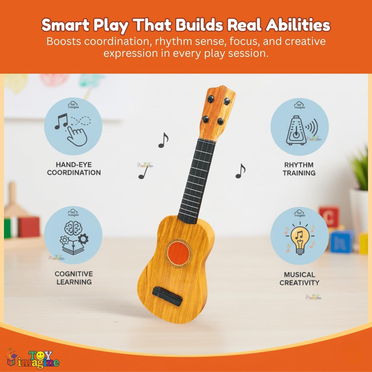 Toy Imagine Guitar for Kids, 4-String Mini Instrument