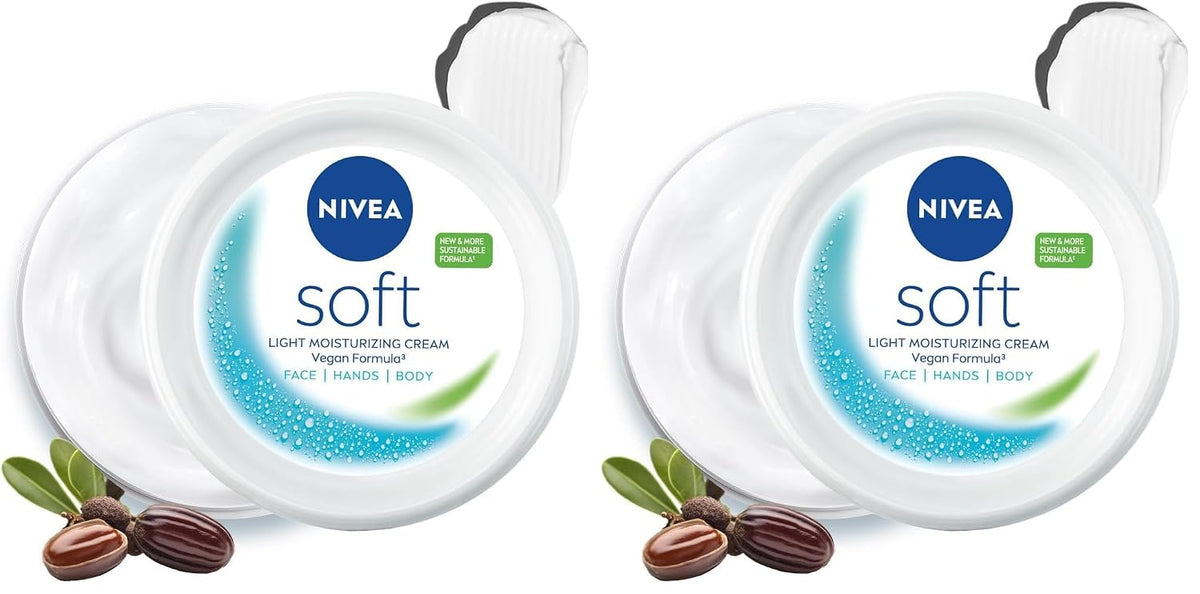 NIVEA Soft Light Moisturizer For Face, Hand & Body, Instant Hydration, Non-Greasy Cream With Vitamin E & Jojoba Oil, 50ml (Pack of 2)