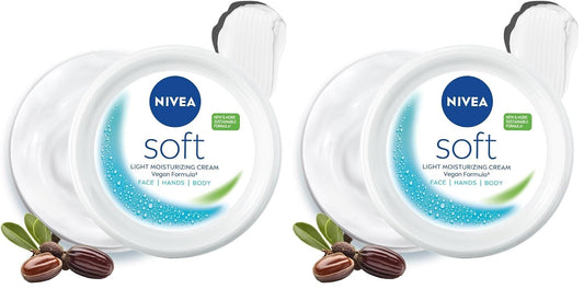NIVEA Soft Light Moisturizer For Face, Hand & Body, Instant Hydration, Non-Greasy Cream With Vitamin E & Jojoba Oil, 50ml (Pack of 2)