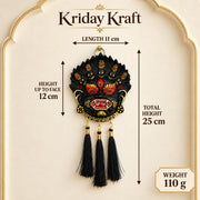KridayKraft Kirtimukha Nazar Battu Wall Hanging with Tassels, Black Face Mask for Home Entrance, Main Door and Office Décor, Housewarming Gift.
