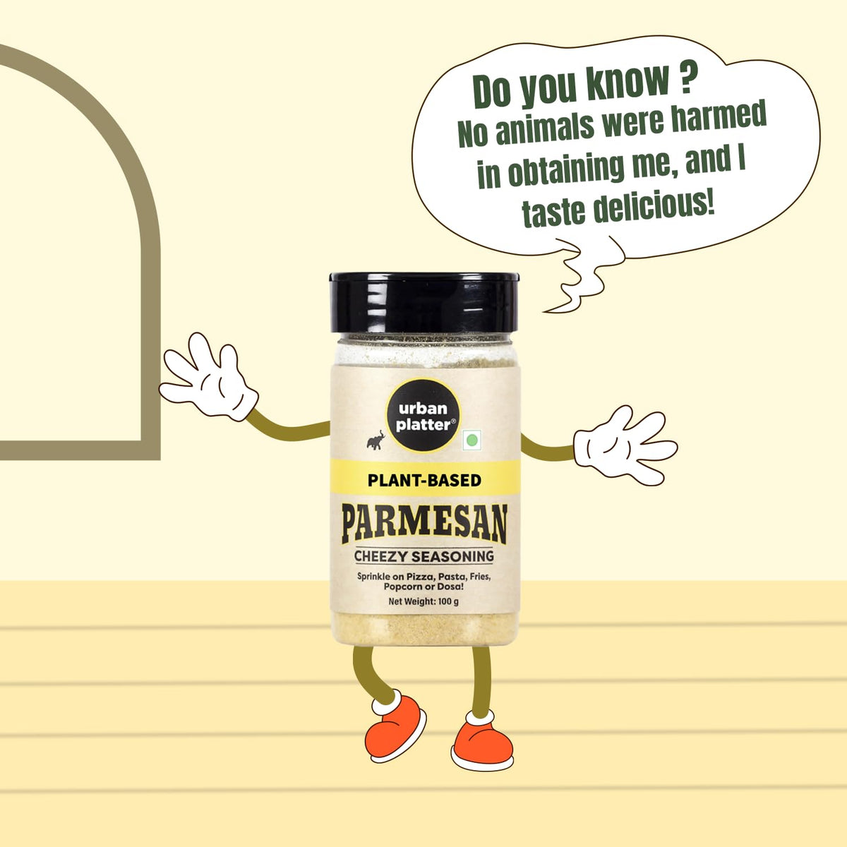 Urban Platter Parmesan Style Seasoning, 100g (Savoury Umami Sprinkle | Clean-Label | Ideal for Pasta, Salads, Snacks)