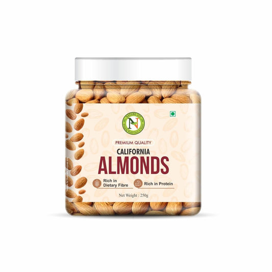 NatureVit California Almonds, 250g [Jar Pack] | High in Fiber | Badam Giri | Rich in Protein | Magnesium | Phosphorus and Dietary Fibre | Dry Fruits & Nuts | Value Pack