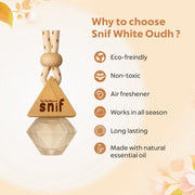 The Old Natural Snif Diamond Hanging Car Perfume|Car Air Freshener With Refill Pack (White Oudh 10 Ml + 15 Ml Refill Pack),Oil