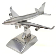 DSH Brass Jet Plane On Stand Table Top Decorative Showpiece for Home Decor & Office Table and Gifting. (Silver)