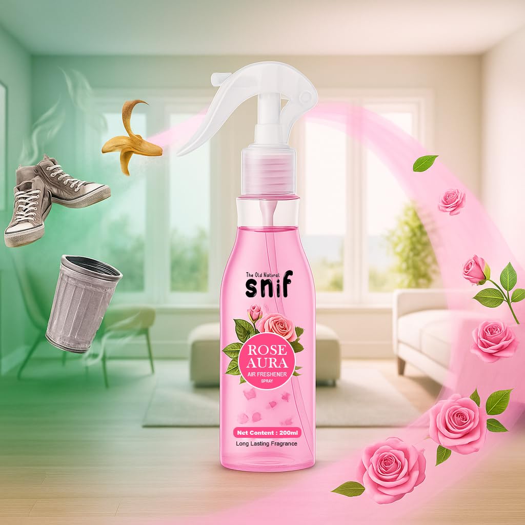 The Old Natural Snif Room Air Freshener | Long Lasting Fragrance with Essential Oils 1000+ Sprays | Room & Car Freshener (Lavender Love & Rose Aura 400ml - Combo)