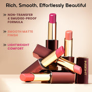 INSIGHT Pure Matte Lipstick - Unmatchable| High Pigment, Long Lasting Smooth Matte Finish | Enriched with Vitamin E & Coconut Oil - 3.3 g (Pack of 2)