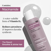 Bare Anatomy Ultra Smoothing Shampoo & Hair Serum Combo for Dry & Frizzy Hair | Carbohydrate Complex & Niacinamide | SLS & Paraben Free | Vegan | 250ml + 100ml