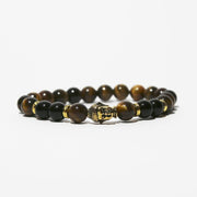 Shining Diva Fashion D'Vine Black Onyx Tiger's Eye Semi Precious Stone Yoga and Meditation Buddha Reiki Healing Beads Unisex Stylish Bracelet for Men, Women(9389b)