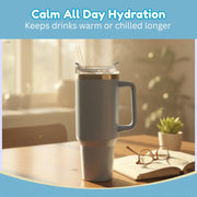 Toy Imagine Stainless Steel Insulated Tumbler with Handle, Lid & Straw | Hot & Cold Large Travel Mug Water Cup for Gym, Office & Outdoor Use | Leakproof | 1200 ml(Blue)