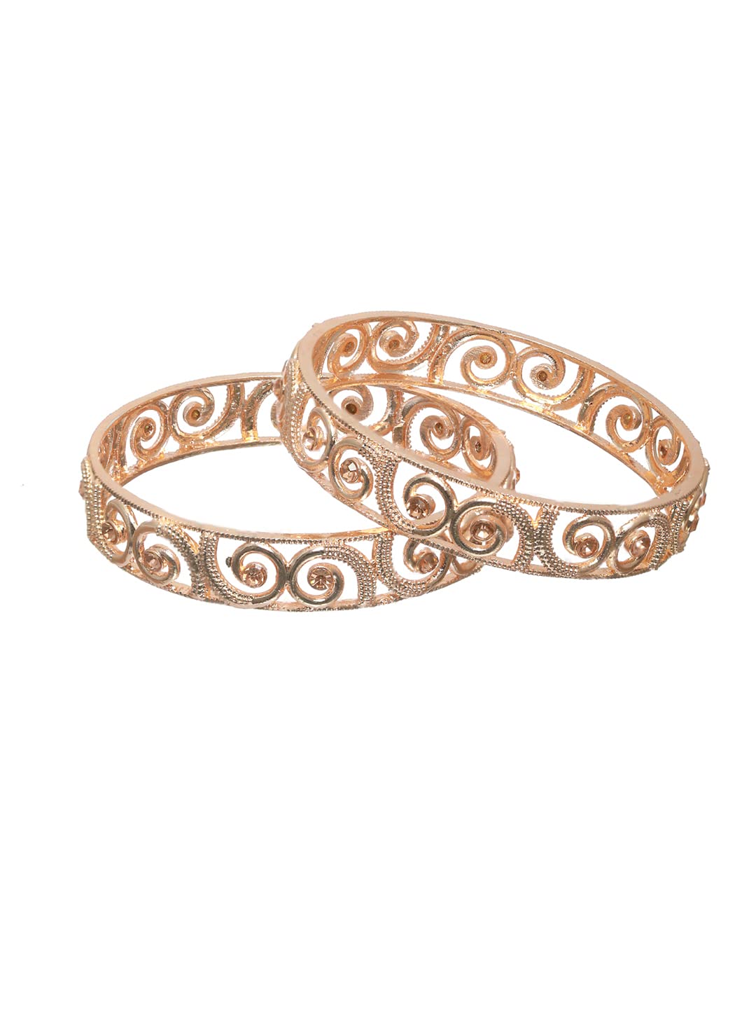 Priyaasi Rose Gold Plated Embossed Bangles Set of 2