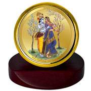 DIVINITI 24K Gold Plated Religious Car Dashboard Frame | Premium God Idol Frame for Car, Home Mandir & Office Table | Spiritual Gift, Decorative Showpiece | Radha Krishna-1