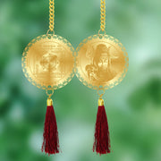 Diviniti 24K Gold Plated Double Sided Lord Shiva and Yantra Car Hanging Dangler|Mahadev Hanging New Car and New House Interior Decor Divine Car Accessories for Positive Energy Protection Safety