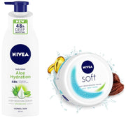 NIVEA Body Lotion, Aloe Hydration, with Aloe Vera for Instant Hydration in Summer, 400 ml & NIVEA Soft Light Moisturizer Cream, 300 ml