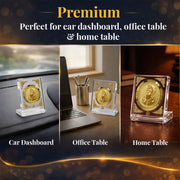 DIVINITI 24K Gold Plated Guru Gobind Singh Ji Acrylic Frame for Car Dashboard, Home Temple & Office Table | Premium Spiritual Gift, Blessings for Protection & Positivity, 8x7 cm Decorative Showpiece