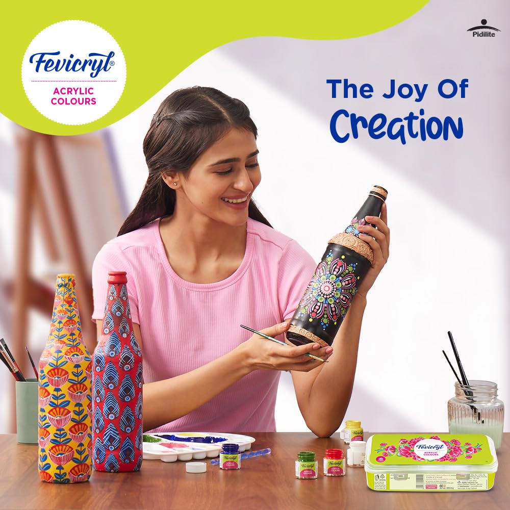 Fevicryl Acrylic Colours Sunflower Kit and Pastel Acrylic Colours Kit Combo | Ideal For Wood, Glass, Canvas, Metal, Plastic| Ideal for Gifting Students, Artists