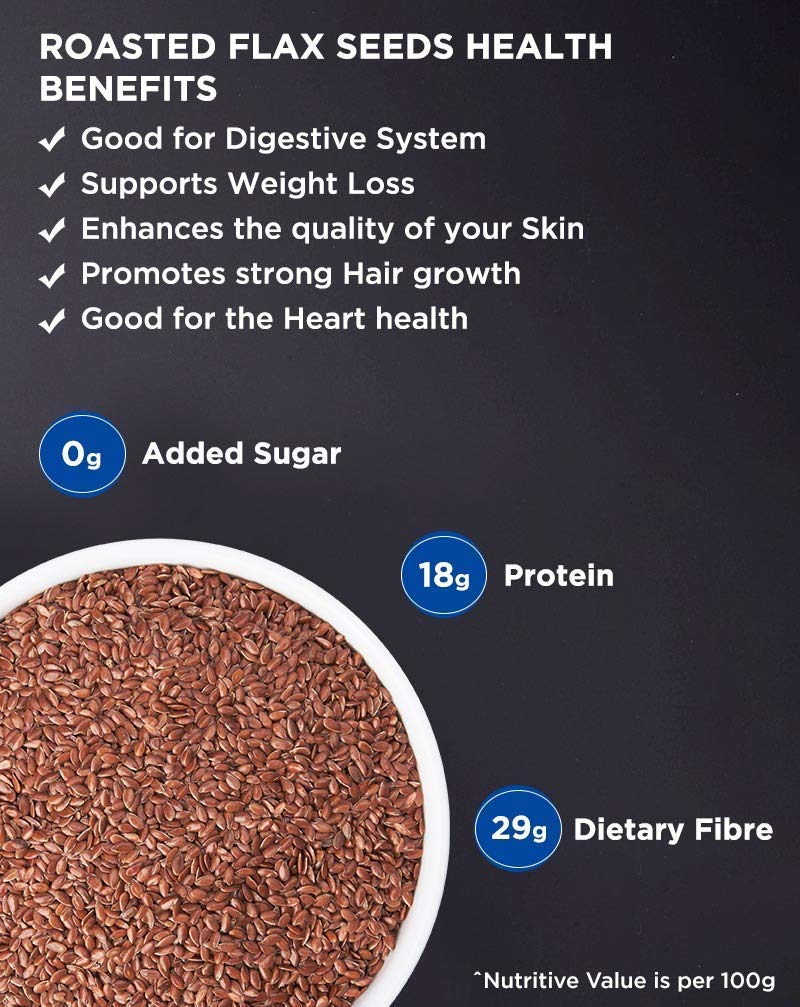 NatureVit Roasted Salted Flax Seeds, 400g [High Fibre, Antioxidant]