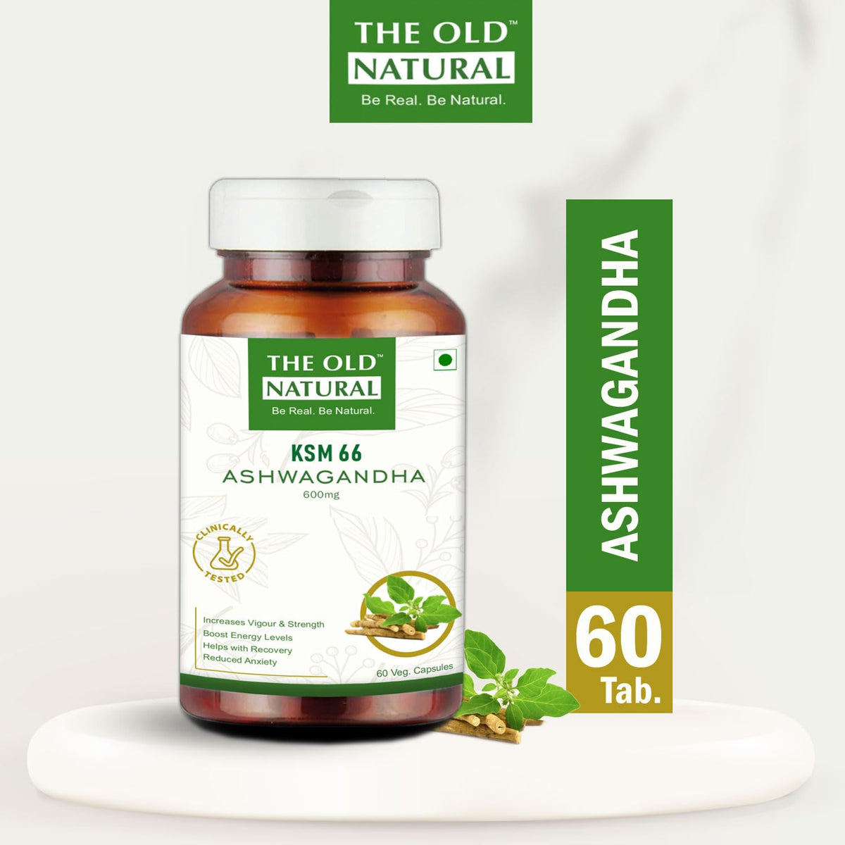 The Old Natural KSM-66 Ashwagandha 500 mg 60 Veg Capsules | Extra Strength Natural Formulation | Support strength & energy | Withania Somnifera Extract -(Pack of 2 Bottles)