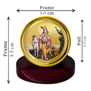 DIVINITI 24K Gold Plated Religious Car Dashboard Frame | Premium God Idol Frame for Car, Home Mandir & Office Table | Spiritual Gift, Decorative Showpiece | Krishna