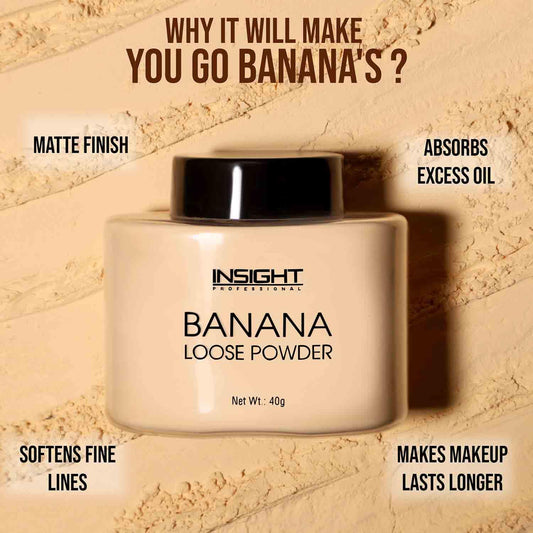 INSIGHT Banana Loose Powder 40g | Lightweight| Long-Lasting Coverage|Oil-Absorbing Finish| Reduces Shine| Suitable for All Skin Types