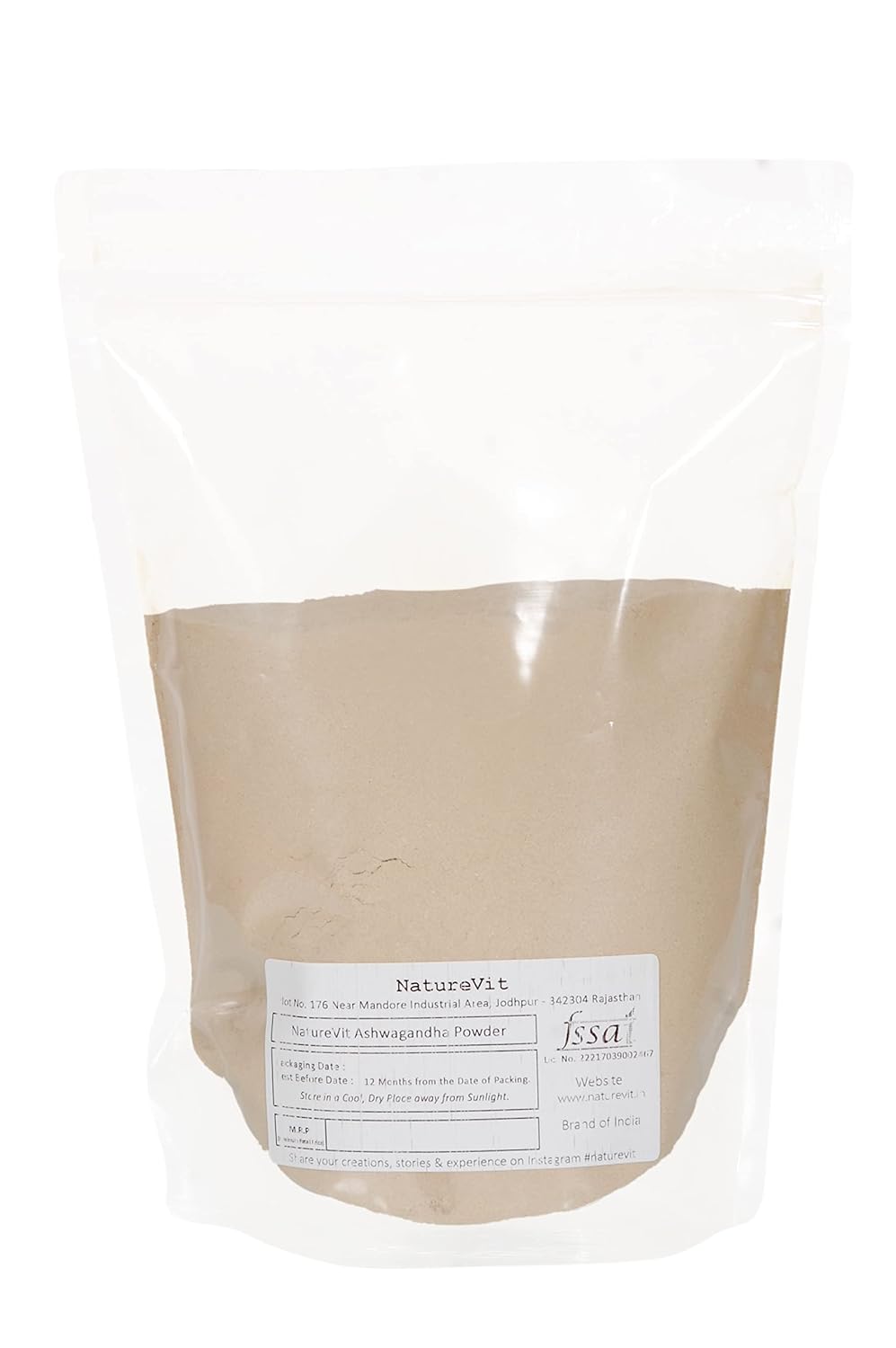 NatureVit Ashwagandha Powder 1Kg | Ayurvedic Root Powder | Natural Stress & Anxiety Relief | Boosts Strength, Stamina & Immunity | Pure & Unprocessed Herbal Supplement