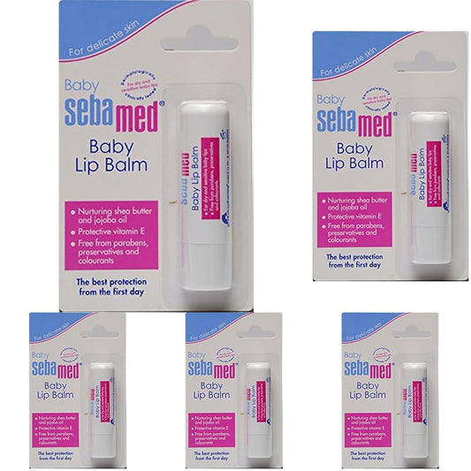 Sebamed Baby Lip Balm|Soft Baby Lips|With Shea butter, Jojoba Oil & Beeswax|4.8 gm (Pack of 5)