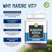 NatureVit Baking Soda 1Kg | Food Grade Sodium Bicarbonate | Triple Refined for Baking, Cooking, Cleaning & Deodorizing | Multipurpose Use