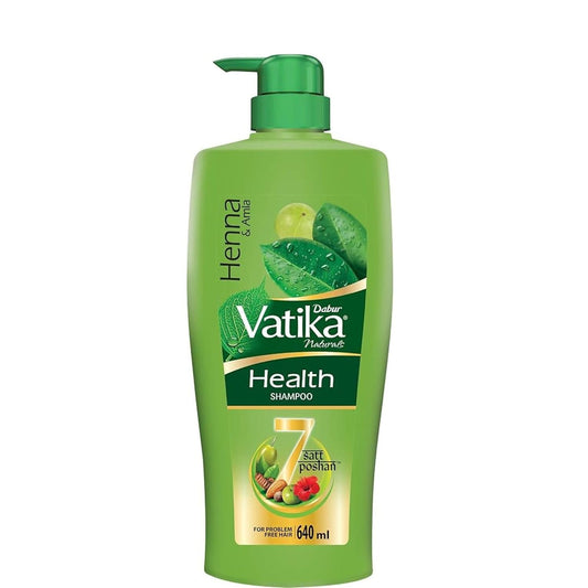 Dabur Vatika Naturals Health Shampoo - 640 ml | 7 Natural Herb Extracts | Contains Henna, Amla & Hibiscus | 90% Hair Fall Control | Everyday Shampoo for Women & Men