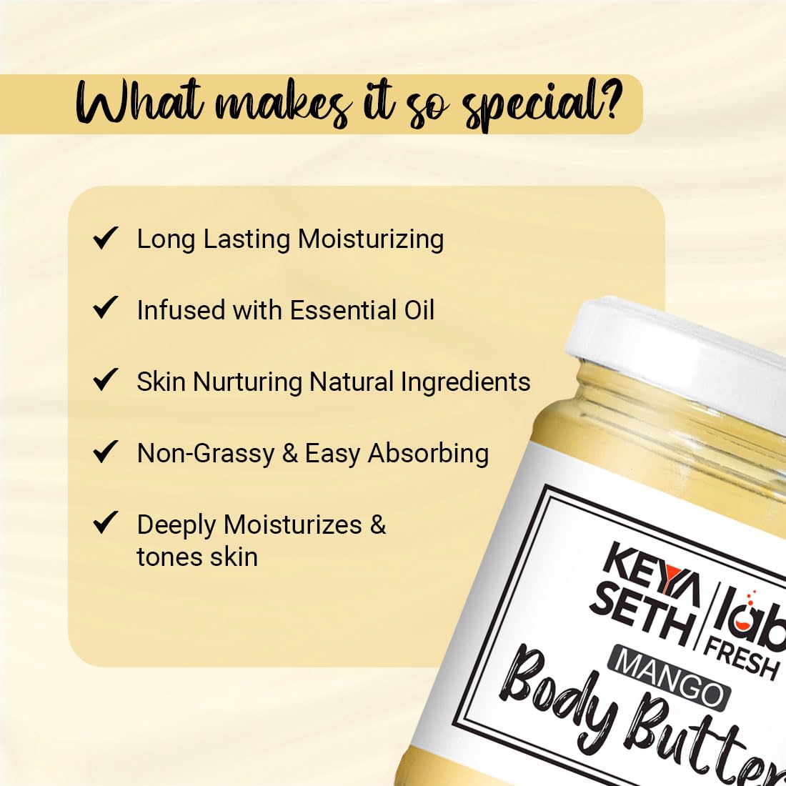 Keya Seth Aromatherapy Lab Fresh Mango Body Butter Enriched with Rose & Geranium Oil for Long Last Moisturization