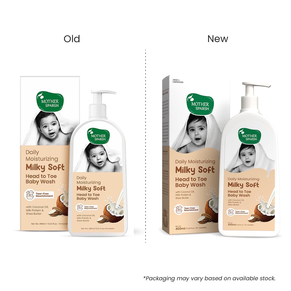 Mother Sparsh Milky Soft Head to Toe Baby Wash & Baby Shampoo-400ml with Milk Protein & Shea Butter | Ph balanced & Paraben free 2 in 1 Moisturizing Natural Baby Body Wash & Shampoo