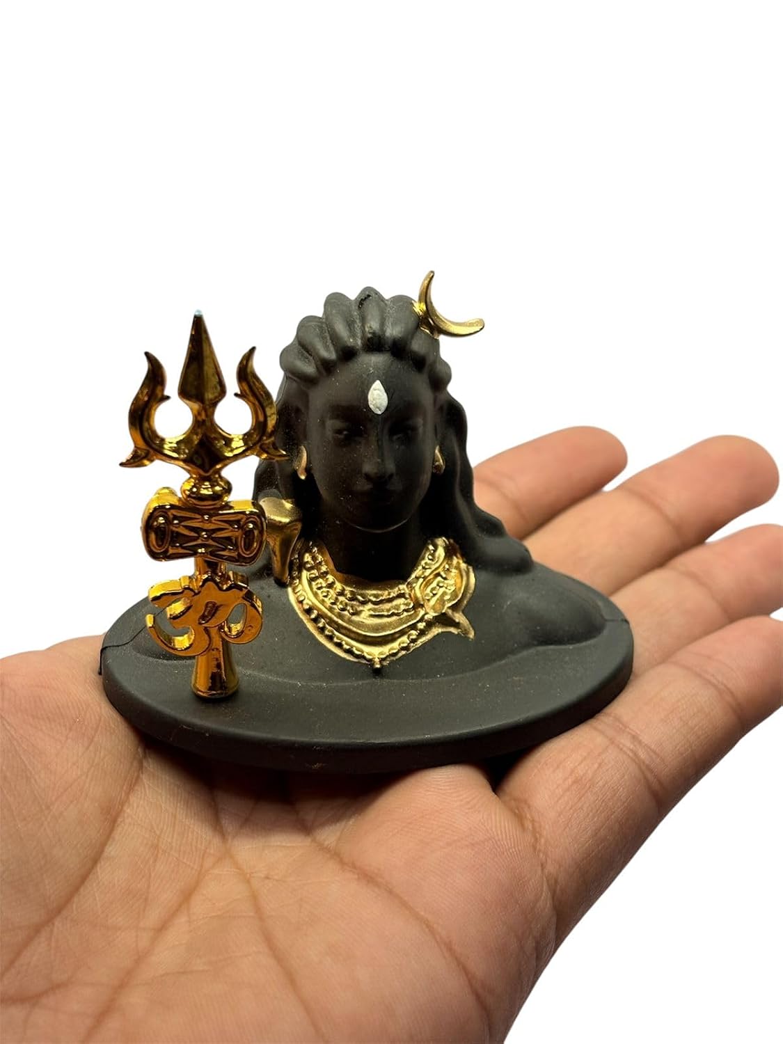 RUDRADIVINE Adiyogi Lord Shiva Car Dashboard Idol Black with Golden Accents | Premium HQ Plastic PLA Statue for Car Interior Home Office Decor | Spiritual Gift Item Small