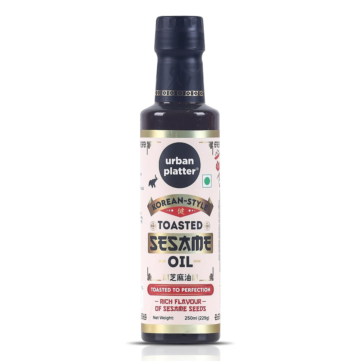 Urban Platter Korean-Style Toasted Sesame Oil, 250ml (Cold-Pressed | Rich Flavour | Known as Chamgireum | Perfect Finishing Oil for All Asian Dishes)