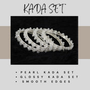 NMII Stylish Pearls Beads Bangles Set For Women & Girls | Women's Bangles Bracelet | Metal Bangles Kada Set For Wedding, Party, Festival, Daily | Women's Fashion Jewellery- Set of 4
