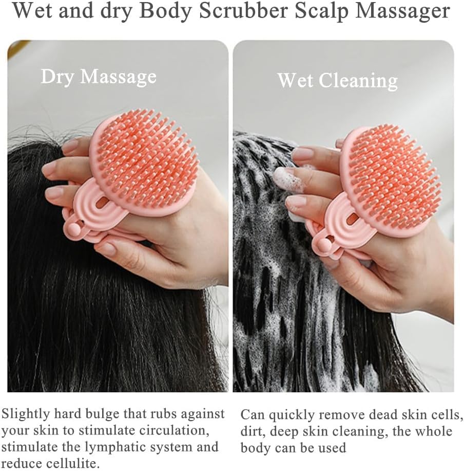 E-COSMOS 2 in 1 Body scrubber with Scalp Massager Shampoo Brush Shower Hair Comb Durable Smooth Hair Brush for Hair Growth Skin Friendly Soft Odorless Head for Men Women Kids (MULTICOLOR/PACK OF-1)