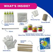 Fevicryl Tie & Dye Multicolor Kit | Complete DIY Fabric Colour Kit with 4 Acrylic Colour, 1 x 2 feet Fabric, 4 Squeezy Bottles | Ideal for Gifting, Beginners & Art Enthusiasts