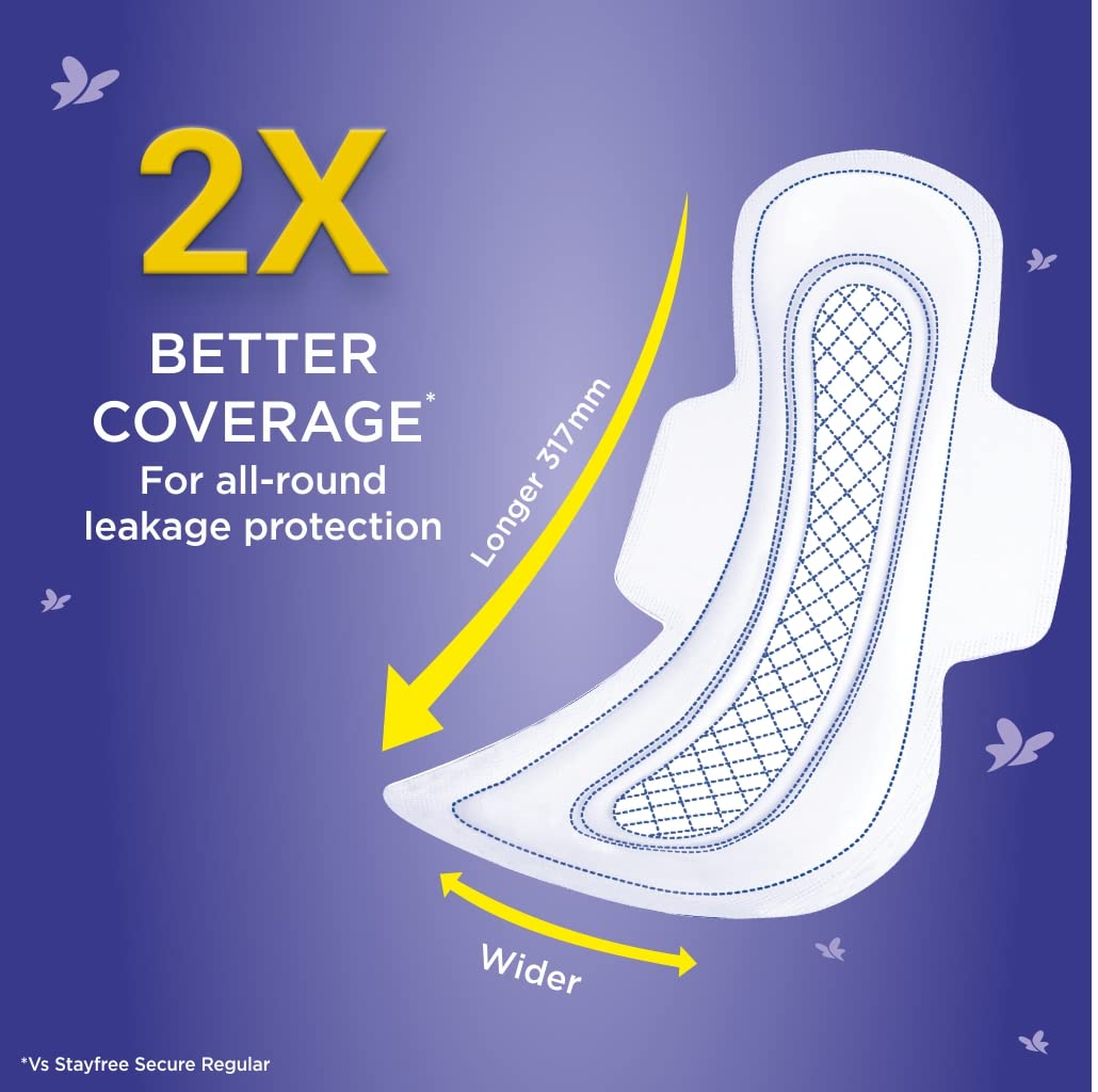 Stayfree Advanced XL All Night Sanitary Napkins (56 Count-Pack of 2, 28 Count)