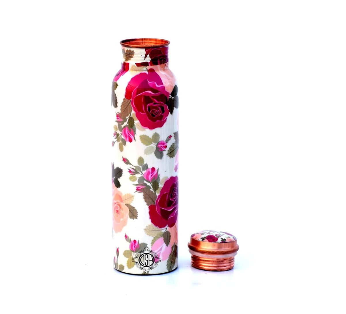 DSH Copper Bottles for 1 Litre Printed with Art Work, Travelling Purpose Bottles, Yoga Ayurveda Healing, 1000 ML (Design SM 1)