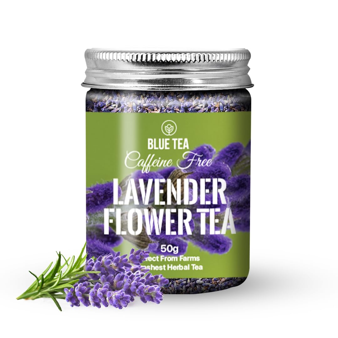 BLUE TEA - Lavender Flower Tea - 50 gm - 50 Cups | Calm & Relaxation | Hebal Tea - Flower Based - Caffeine Free - Non Bitter | Pet Jar Pack