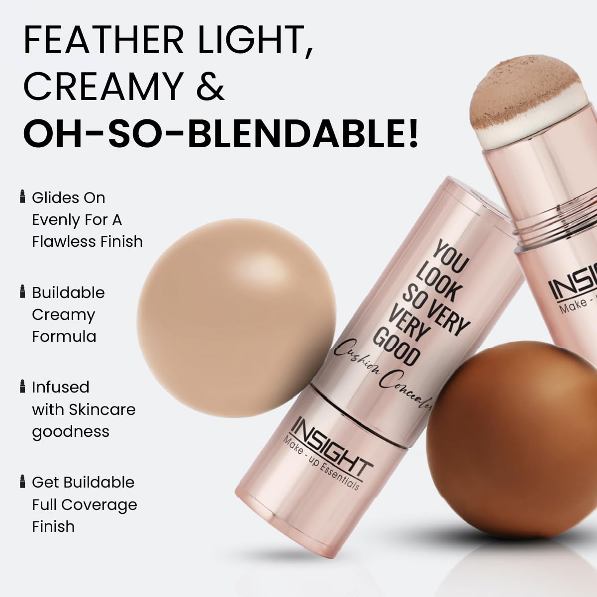 INSIGHT Cushion Concealer for Natural Flawless Finish | Vitamin E Infused | Featherlight, Buildable Coverage | Multipurpose & Travel-Friendly | Shade: Contour, 3g