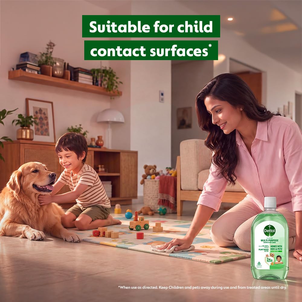 Dettol Plant-Based Disinfectant Liquid 550ml, Tea & Fresh Citrus Fragrance – Kids Safe & Pet Friendly | Multi-Purpose Cleaner for Floor & Laundry | Kills 99.99% Germs