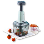 E-COSMOS Food Chopper Manual Hand Press Push Chopper with 4 Blades for Effortless Chopping Vegetables & Fruits (