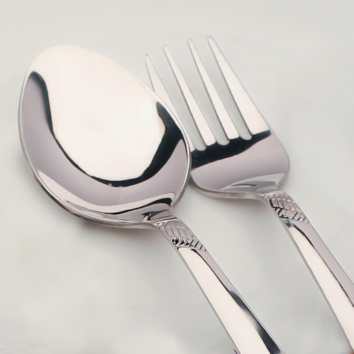 Parage 12 Pieces Stainless Steel Cutlery Set, 18.5 cm, Premium Cutlery for Home & Kitchen, Luxury Dining Tableware Gift for House Warming, Silver Imperial Design (6 Table Spoons & 6 Table Forks)
