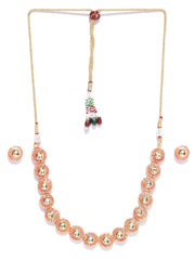 Priyaasi Gold-Plated Kundan Studded Meenakari Jewellery Set in Red Color