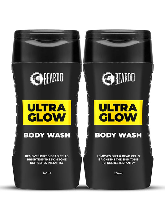 Beardo UltraGlow Body Wash for Men, 200ml (Pack of 2) | Brightens and Lightens Skin Tone | Cleanses and helps lighten Tan | Contains Mulberry & Bearberry Extracts