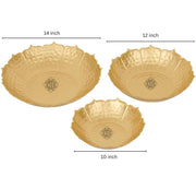 DSH Urli Bowl Round Flower Border Designer Bowl for Flowers and Tea Light Candles Home,Office and Table Decor Best Gift for Diwali Decor, (Set of 3)