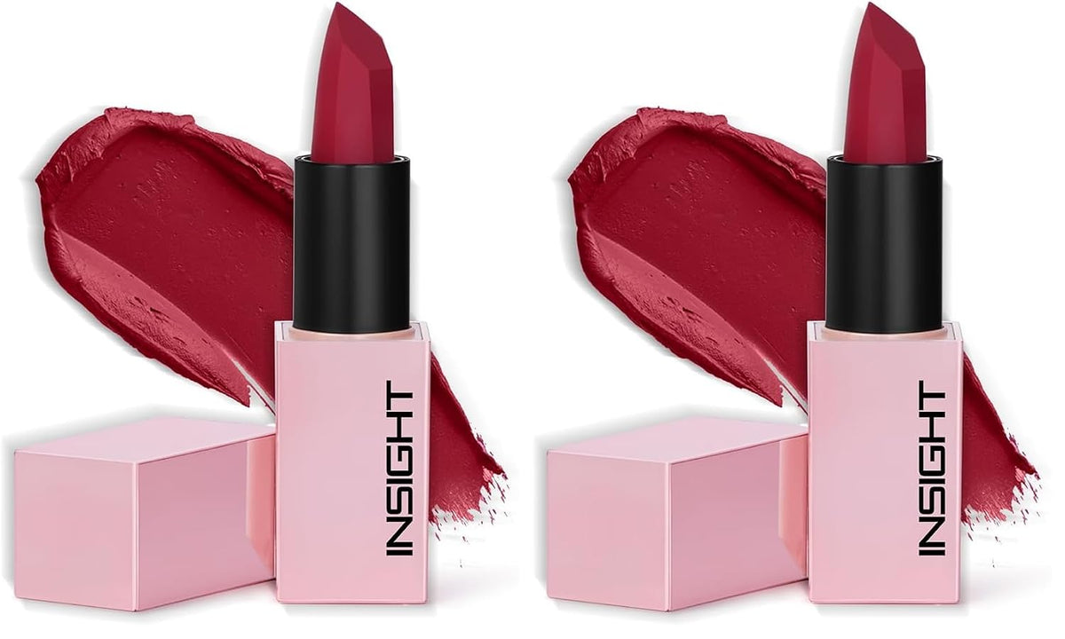 INSIGHT Prime Matte Lipstick - 3.8g |Satin Matte Finish |All day Comfort Wear | Infused with Hyaluronic Acid & Rosehip Oil |(MARGARITA) (Pack of 2)