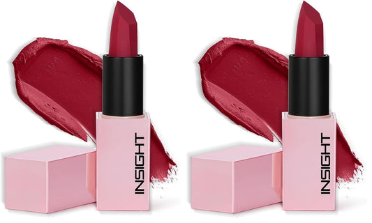 INSIGHT Prime Matte Lipstick - 3.8g |Satin Matte Finish |All day Comfort Wear | Infused with Hyaluronic Acid & Rosehip Oil |(MARGARITA) (Pack of 2)